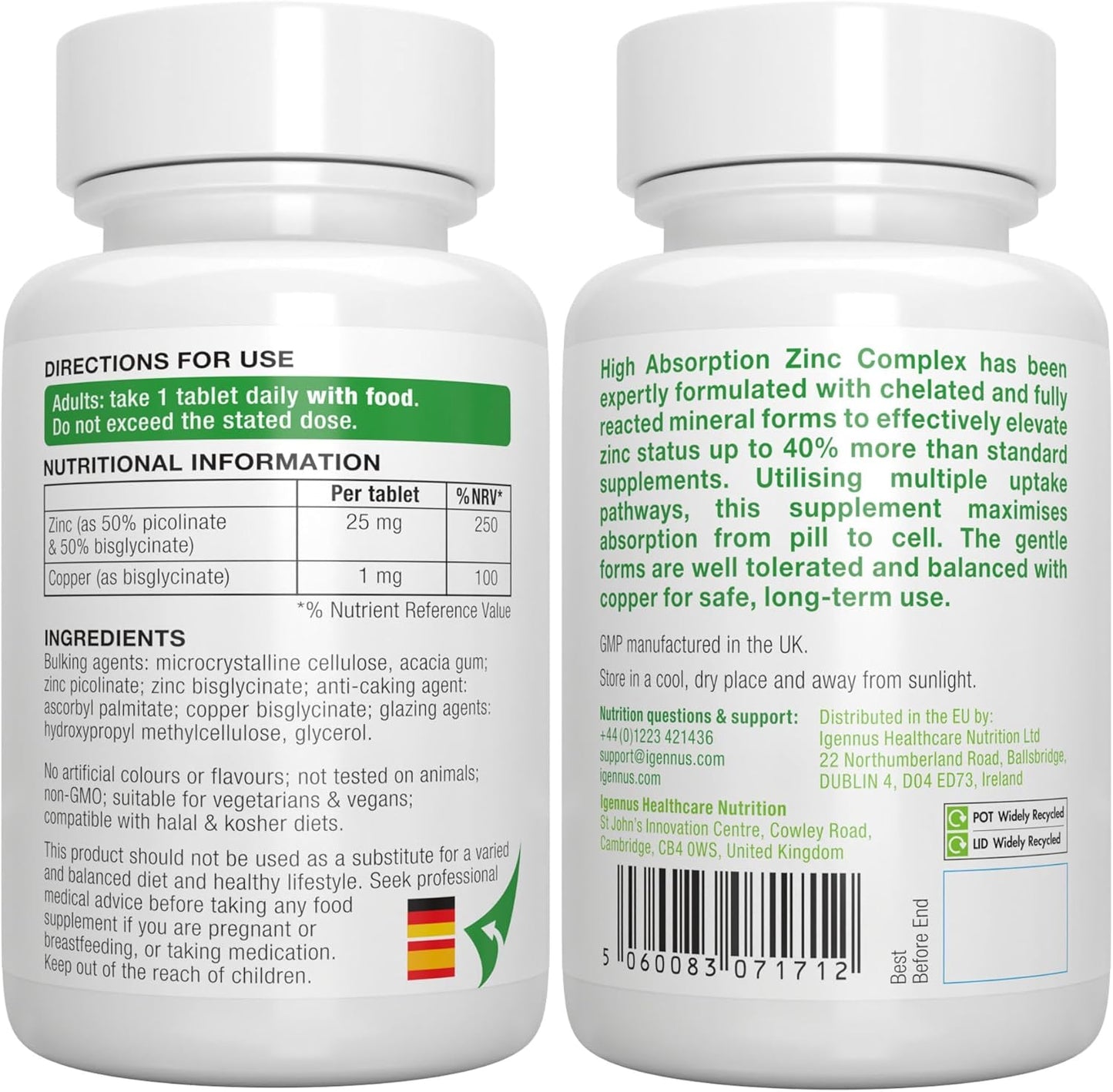 Advanced Zinc Picolinate & Bisglycinate Complex with copper - 180 capsules
