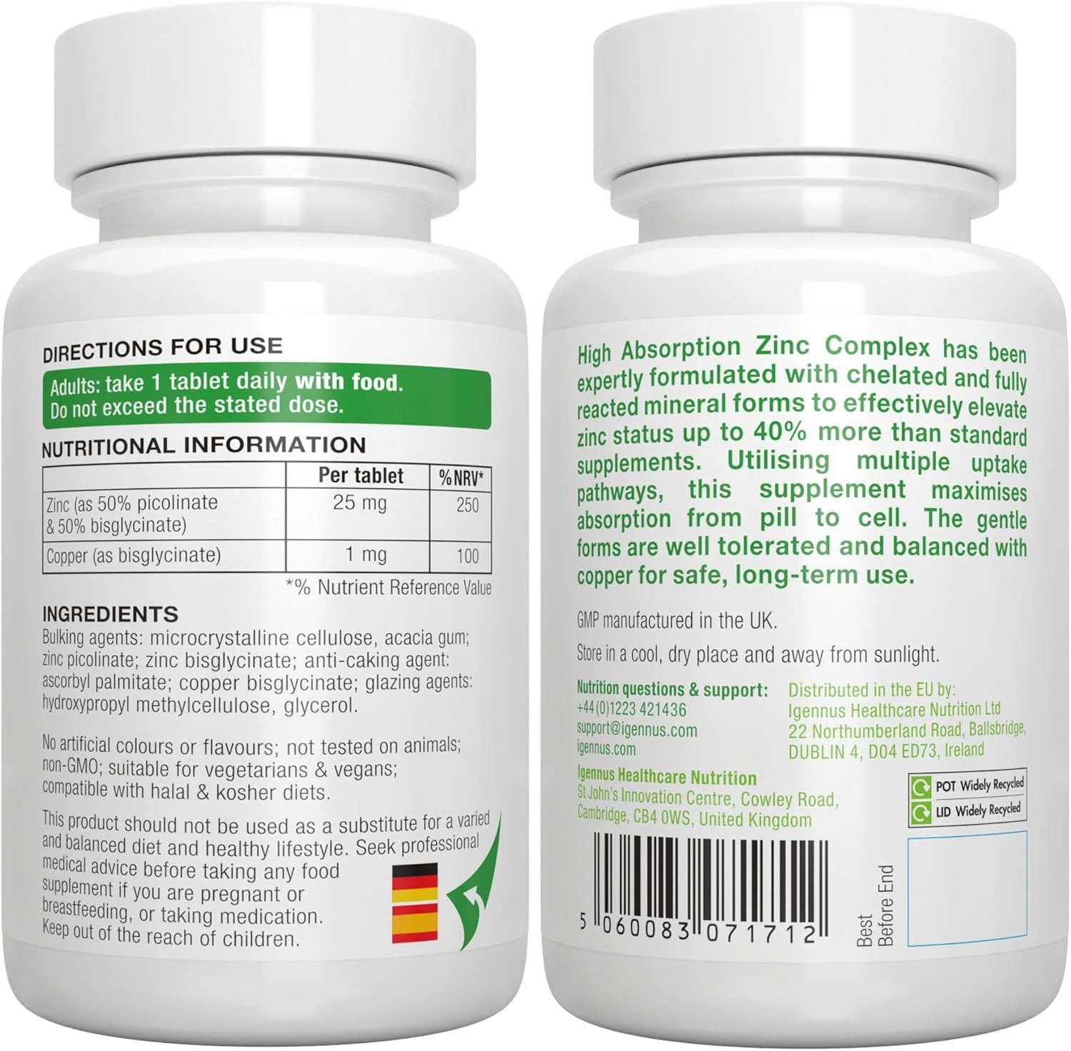 Advanced Zinc Picolinate & Bisglycinate Complex with copper - 180 capsules