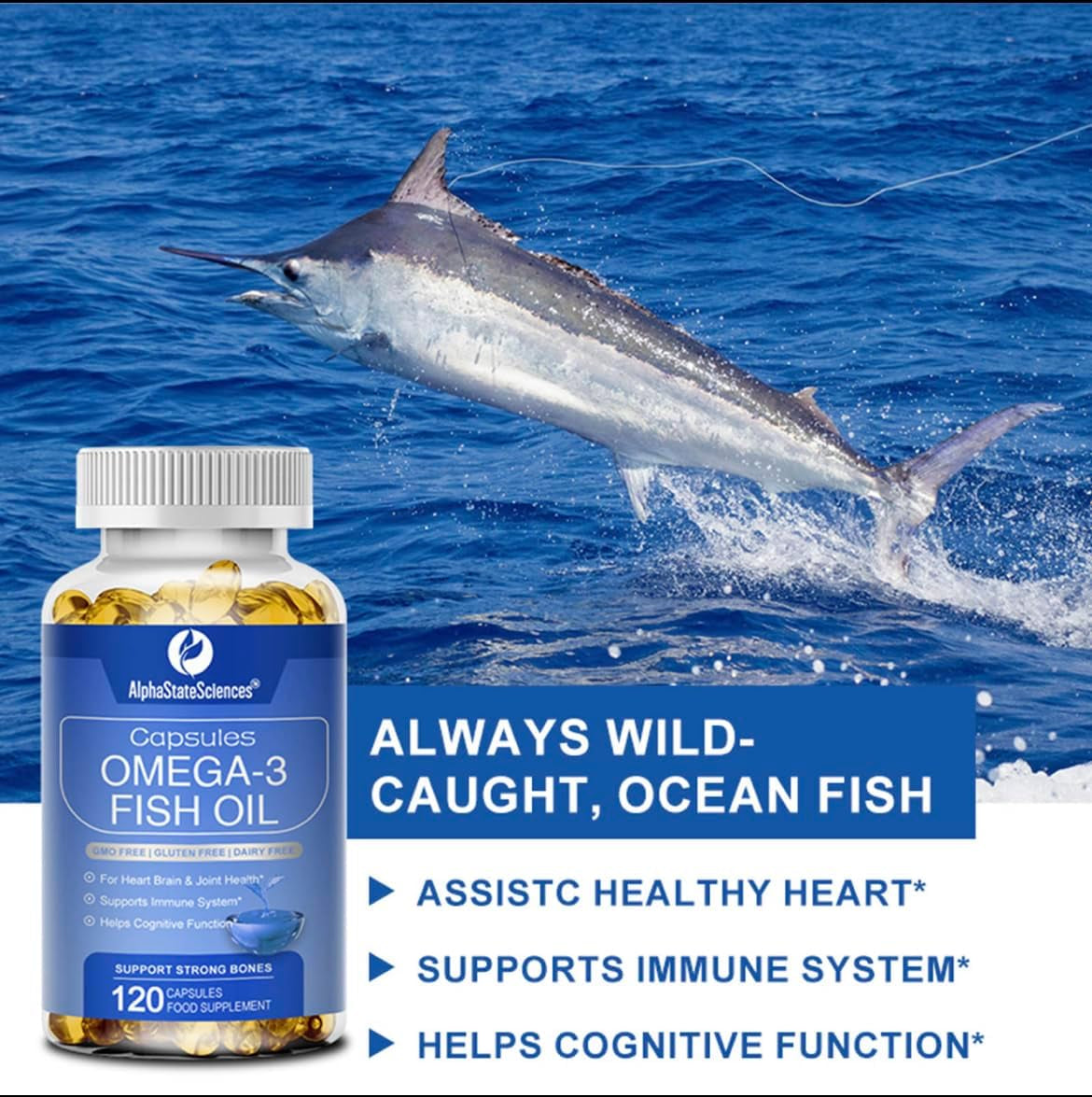 Premium Omega 3 Fish Oil Max Strength 3600Mg