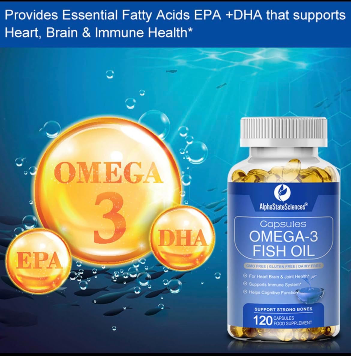 Premium Omega 3 Fish Oil Max Strength 3600Mg