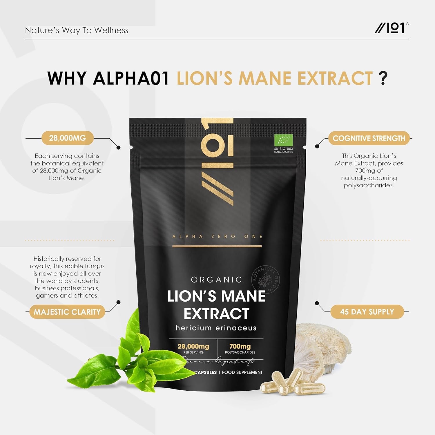 Organic Lions Mane Supplement 28,000Mg 