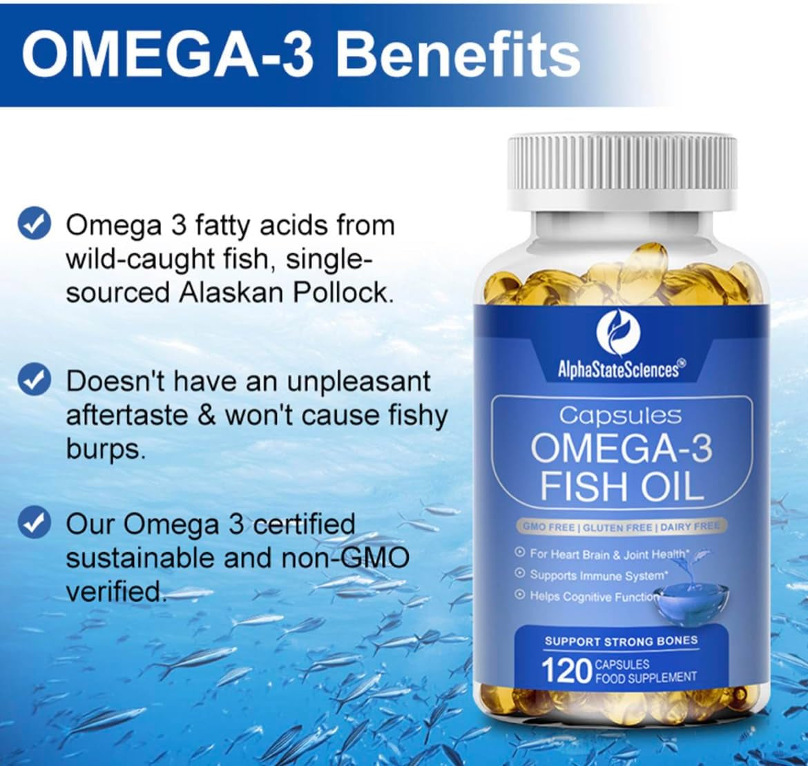 Premium Omega 3 Fish Oil Max Strength 3600Mg